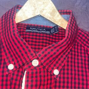 Nautical men’s button down checkered shirt